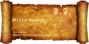 Milla Henrik névjegykártya